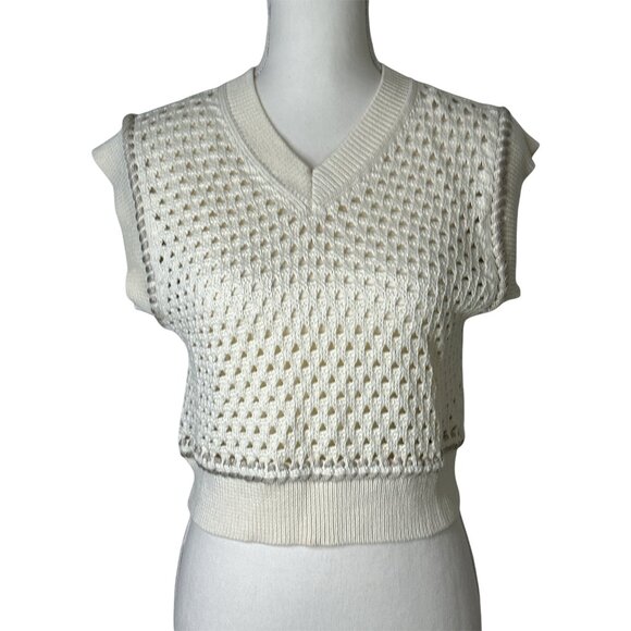 Guest In Residence Mesh Crop Vest in Cream Small New Womens Knit Tank Top - Picture 5 of 15